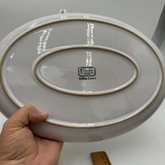 FALLING LEAVES by Denby Small Platter Oval 12.75" made in England Stoneware pink - Picture 6 of 10